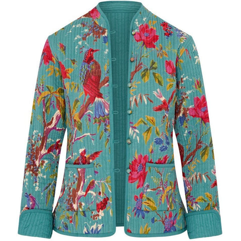 **NEW** Reversible 'Bird of Paradise' Cotton Jacket - Emerald Green