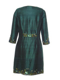 Silk Embroidered Coat-Forest Green