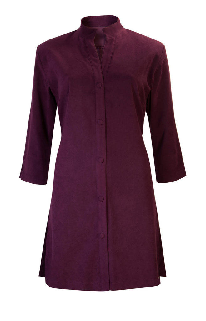 Washable Faux Suede Lightweight Coat - Plum