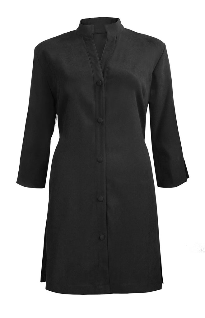 Washable Faux Suede Lightweight Coat - Black
