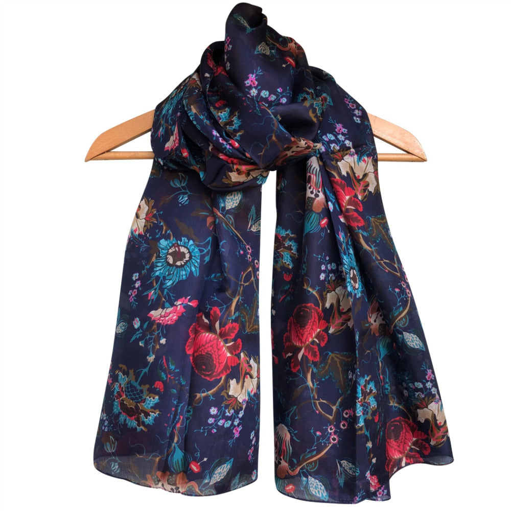 'Midnight Garden' Pure Silk Scarf