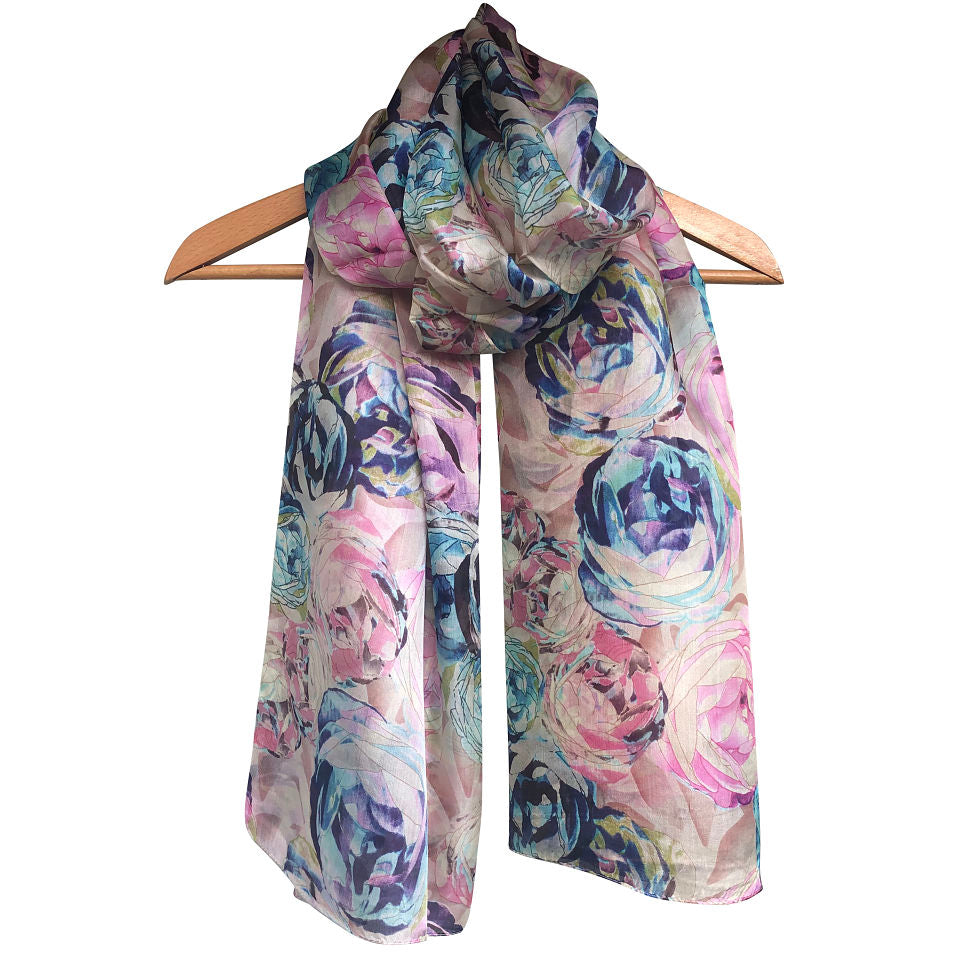 'Summer Rose' Pure Silk Scarf