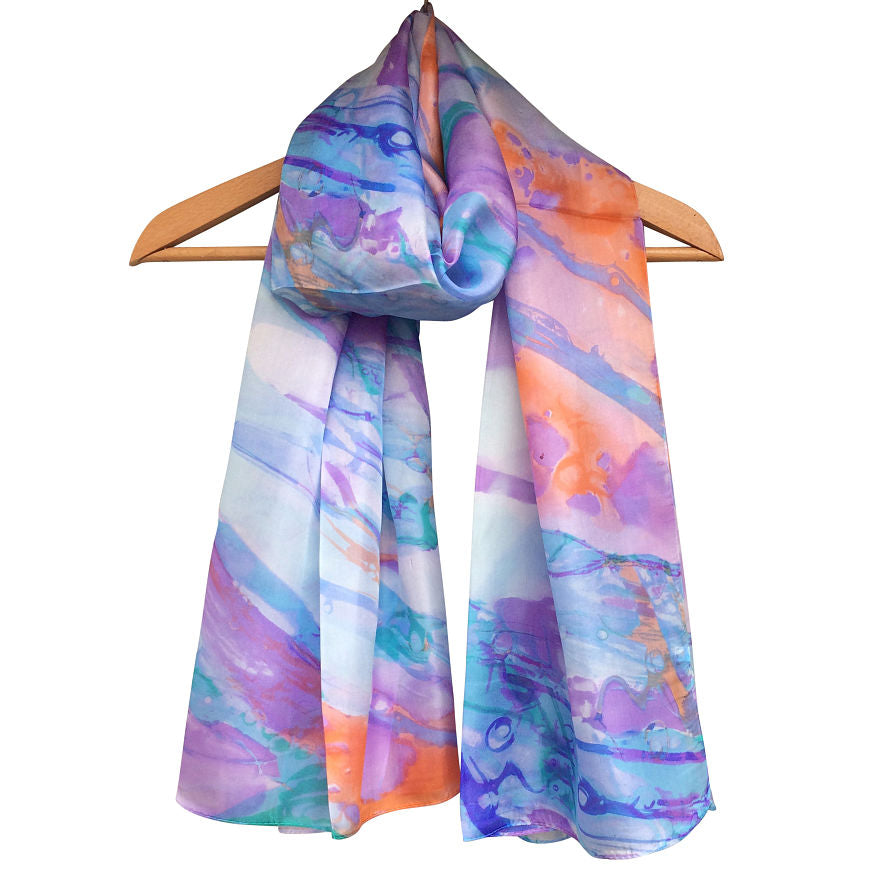 'Marble Print' Pure Silk Scarf