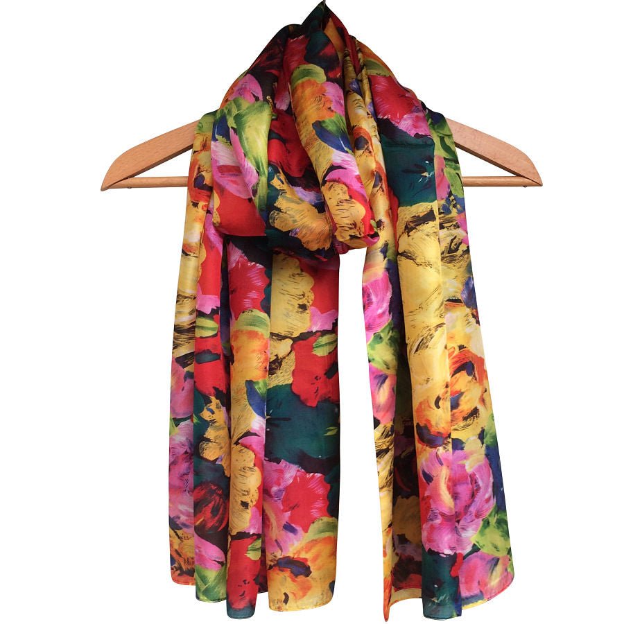 'Orange Flowers' Pure Silk Scarf