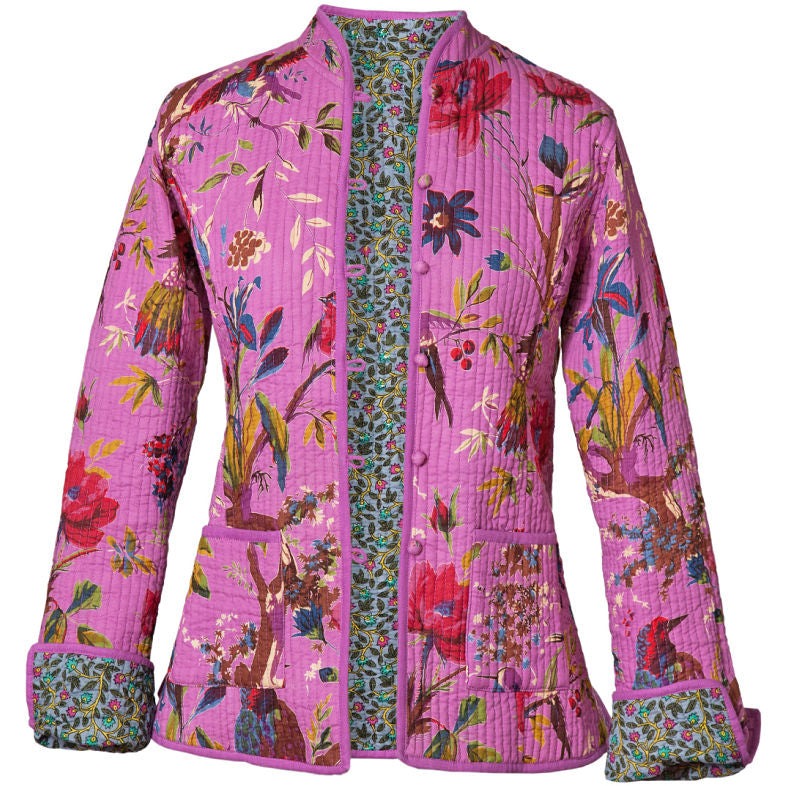 Reversible 'Bird of Paradise' Cotton Jacket - Magenta