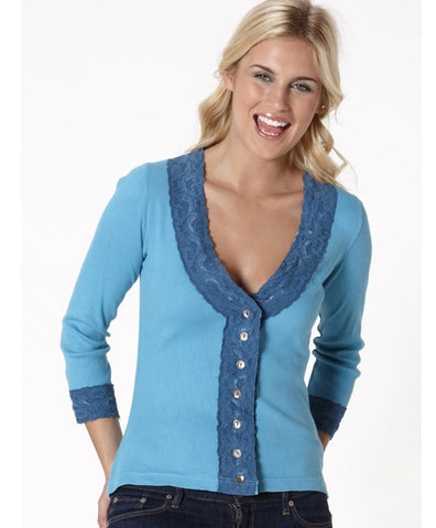 **NEW** Organic Cotton Cardigan with Lace Trim