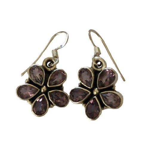 **NEW** Silver & Gemstone Flower Earrings