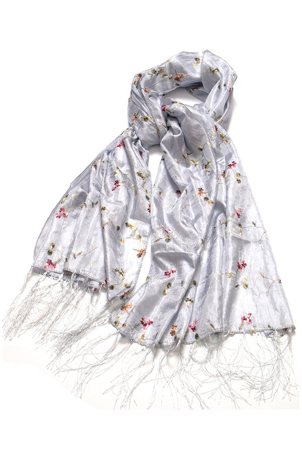 Embroidered Silk Scarf