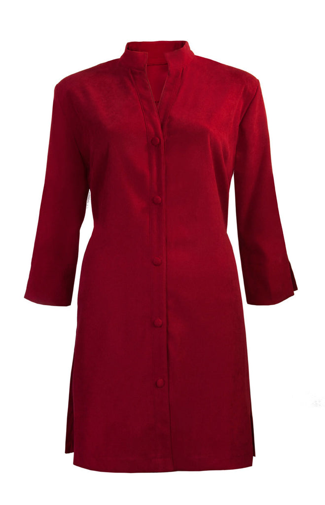Washable Faux Suede Lightweight Coat - Cherry