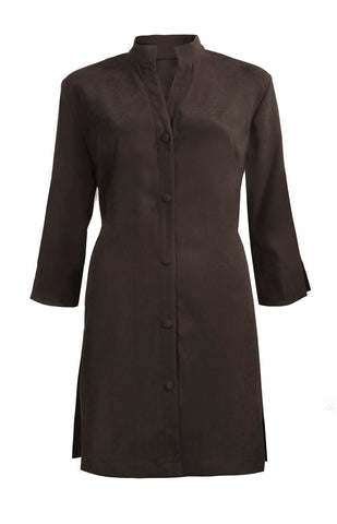 Washable Faux Suede Lightweight Coat - Chocolate