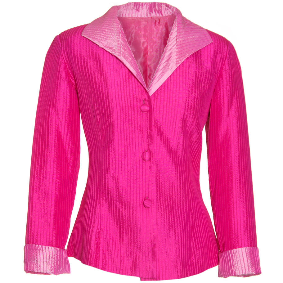 Pintuck Taffeta Jacket - Fuschia & Pink