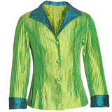 Pintuck Taffeta Jacket - Turquoise & Lime