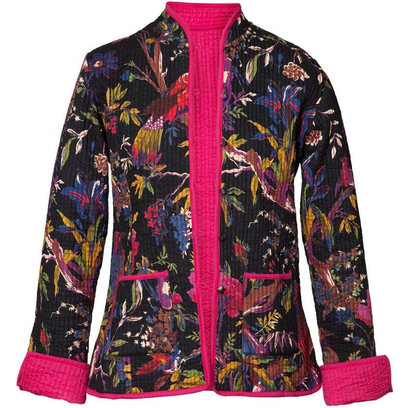 Reversible 'Bird of Paradise' Cotton Jacket - Black