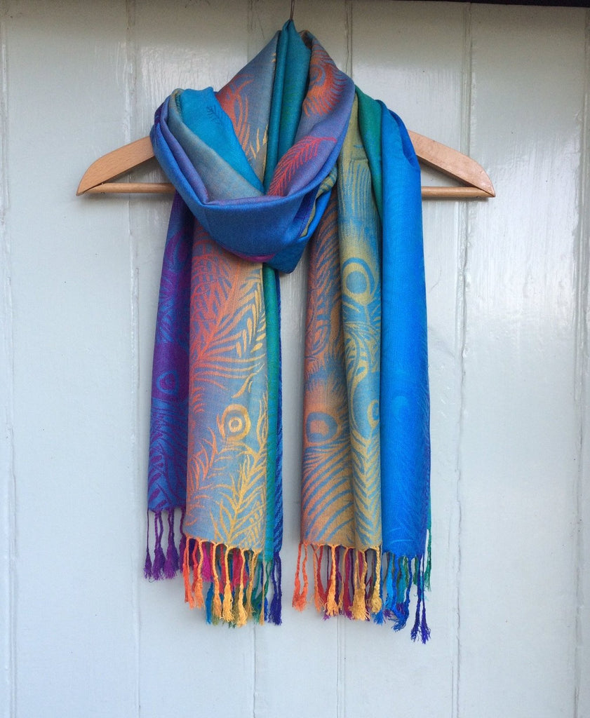 Reversible 'Feathers' Pashmina Scarf