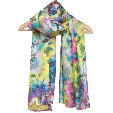 'Pink Lime' Pure Silk Scarf