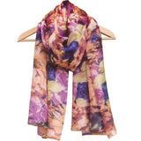'Purple Flowers' Pure Silk Scarf