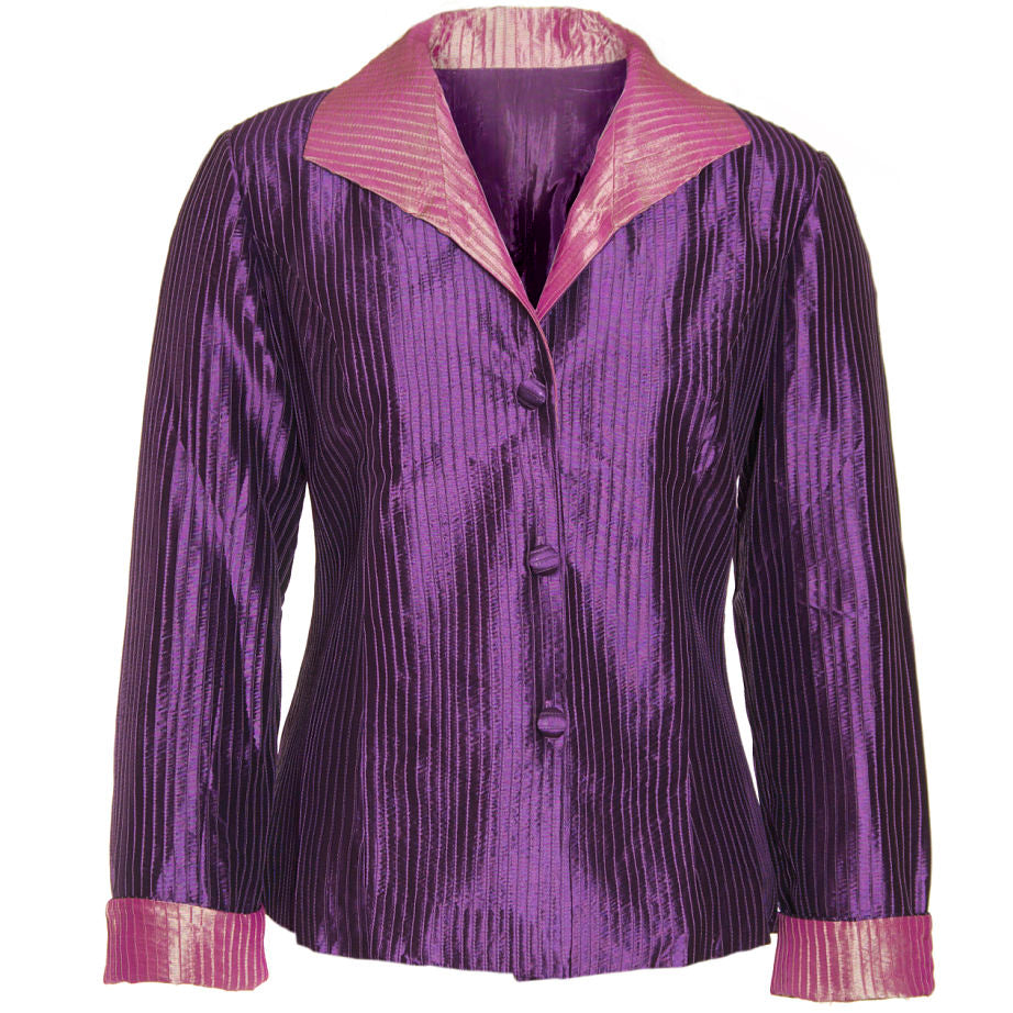 Pintuck Taffeta Jacket - Purple & Pink