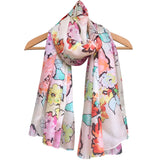 'Watercolour Florals - Ivory' Pure Silk Scarf