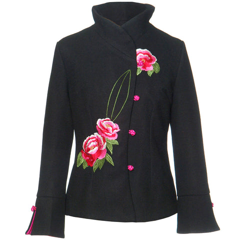 Embroidered Wool Jacket - Black